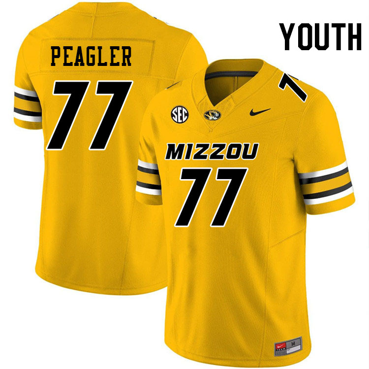 Youth #77 Curtis Peagler Missouri Tigers College Football Jerseys Stitched-Gold